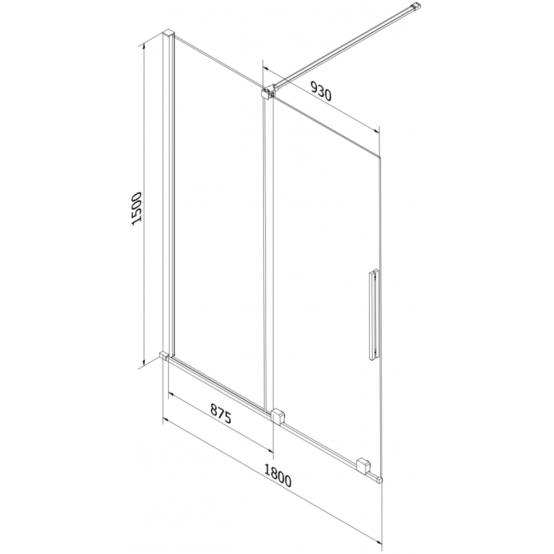 Mexen Velar 2-panel sliding bath screen 180 x 150 cm, graphite, white - 896-180-000-41-20