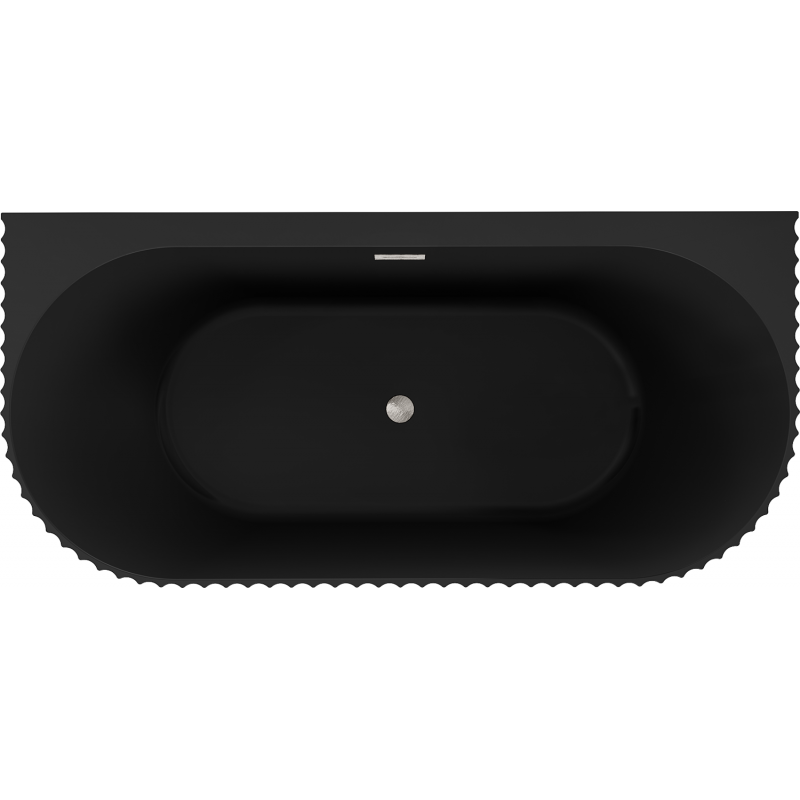 Mexen Sella freestanding ribbed bathtub wall-mounted 170 x 80 cm, black matte, overflow brushed nickel - 52711708071-97