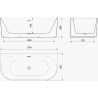 Mexen Sella freestanding back-to-wall ribbed bathtub 170 x 80 cm, matte black, brushed nickel overflow - 52711708071-97