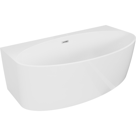 Mexen Bruna freestanding back-to-wall bathtub 150 x 82 cm, glossy white, chrome overflow - 52731508200-01