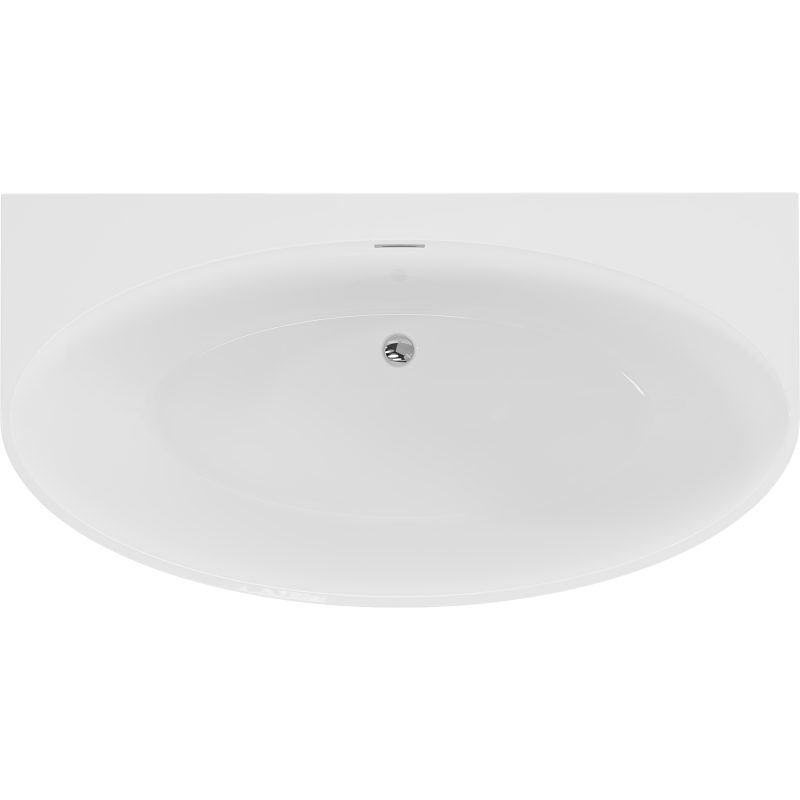 Mexen Bruna freestanding wall bath 150 x 82 cm, white gloss, chrome overflow - 52731508200-01