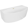 Mexen Bruna freestanding back-to-wall bathtub 150 x 82 cm, glossy white, brushed gold overflow - 52731508200-55