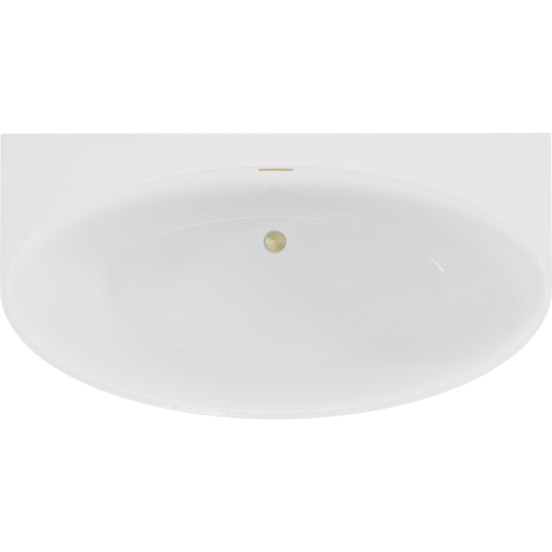 Mexen Bruna freestanding back-to-wall bathtub 150 x 82 cm, glossy white, brushed gold overflow - 52731508200-55