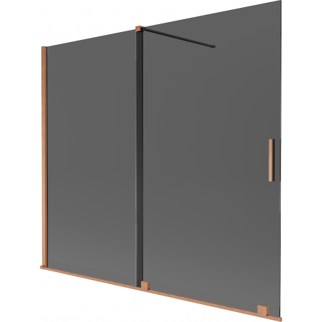 Mexen Velar bathtub screen, 2-panel sliding 180 x 150 cm, graphite, brushed copper - 896-180-000-41-65