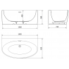 Mexen Bruna freestanding back-to-wall bathtub 150 x 82 cm, white gloss, brushed gun gray overflow - 52731508200-66