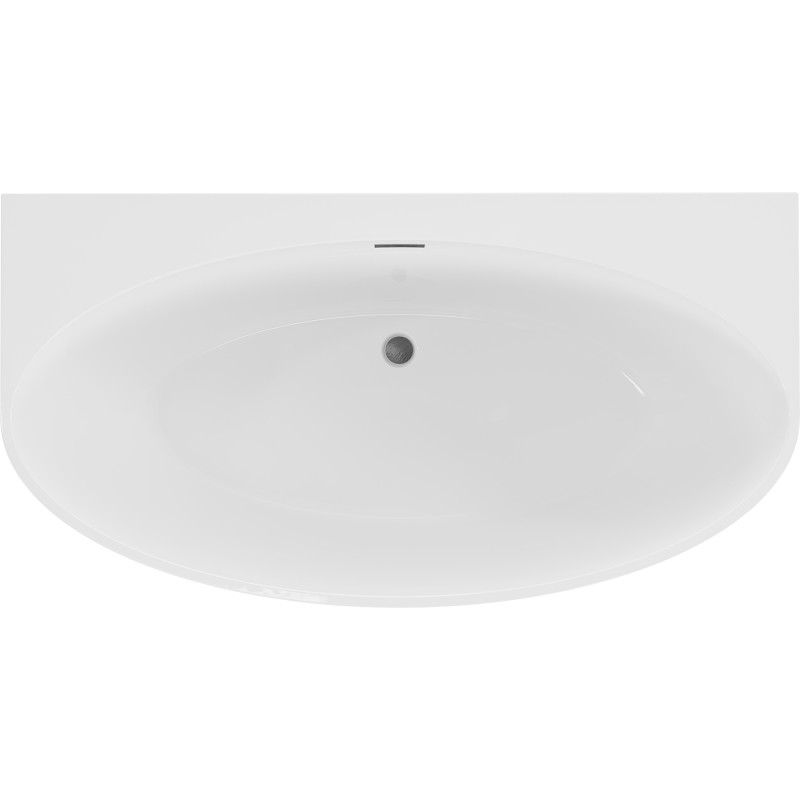 Mexen Bruna freestanding back-to-wall bathtub 150 x 82 cm, white gloss, brushed gun gray overflow - 52731508200-66