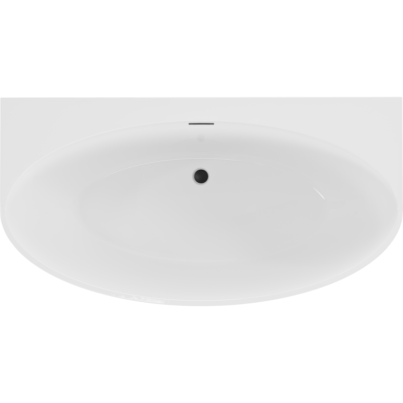 Mexen Bruna Freestanding Wall Bathtub 150 x 82 cm, White Gloss, Black Overflow - 52731508200-70