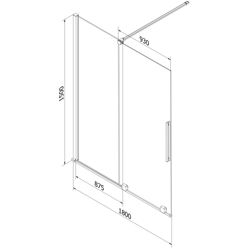 Mexen Velar 2-Panel Sliding Bathtub Screen 180 x 150 cm, Graphite, Brushed Nickel - 896-180-000-41-97