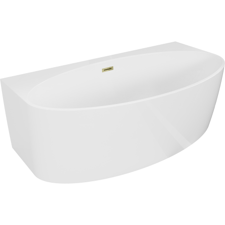 Mexen Bruna freestanding semi-wall bath 170 x 88 cm, white gloss, overflow gold - 52731708800-50