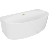 Mexen Bruna freestanding semi-wall bath 170 x 88 cm, white gloss, overflow gold - 52731708800-50