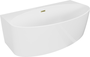Mexen Bruna freestanding semi-wall bath 170 x 88 cm, white gloss, overflow gold - 52731708800-50