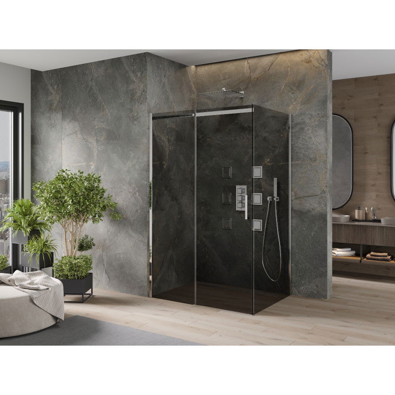 Mexen Omega sliding shower enclosure 140 x 90 cm, graphite, chrome - 825-140-090-01-40