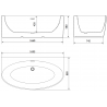 Mexen Bruna freestanding back-to-wall bathtub 170 x 88 cm, white gloss, brushed gun gray overflow - 52731708800-66