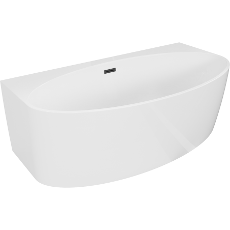 Mexen Bruna freestanding back-to-wall bathtub 170 x 88 cm, white gloss, black overflow - 52731708800-70