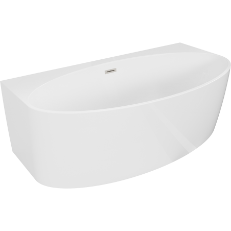 Mexen Bruna freestanding wall-adjacent bathtub 170 x 88 cm, white gloss, brushed nickel overflow - 52731708800-97