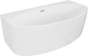 Mexen Bruna freestanding wall-back bathtub 170 x 88 cm, white gloss, brushed nickel overflow - 52731708800-97