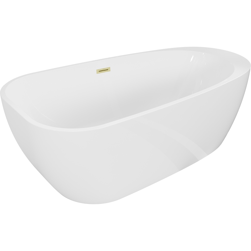 Mexen Giada freestanding bathtub 170 x 90 cm, white gloss, brushed gold overflow - 52741709000-55