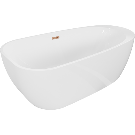 Mexen Giada 170 x 90 cm Freestanding Bath, White Gloss, Brushed Copper Overflow - 52741709000-65