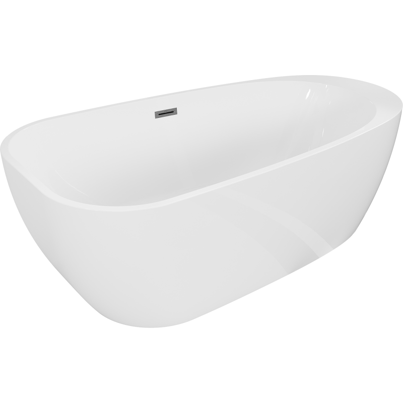 Mexen Giada free-standing bath 170 x 90 cm, white gloss, overflow gun gray brushed - 52741709000-66