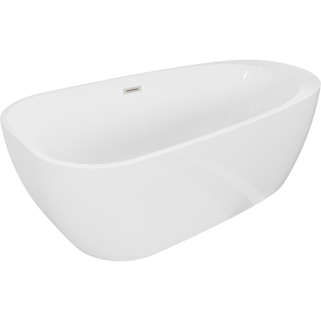 Mexen Giada 170 x 90 cm Freestanding Bathtub, White Gloss, Brushed Nickel Overflow - 52741709000-97
