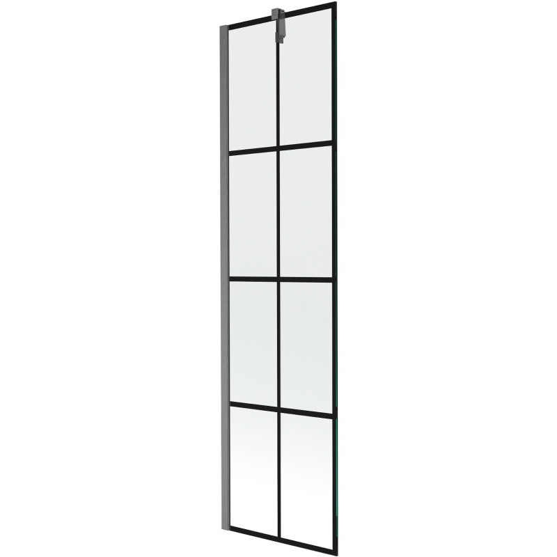 Mexen Next 1-panel bathtub screen 50 x 150 cm, black grid, brushed gun gray - 895-050-000-00-77-66