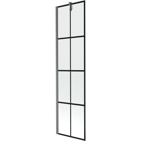 Mexen Next 1-panel bathtub screen 50 x 150 cm, black grid, brushed gun gray - 895-050-000-00-77-66