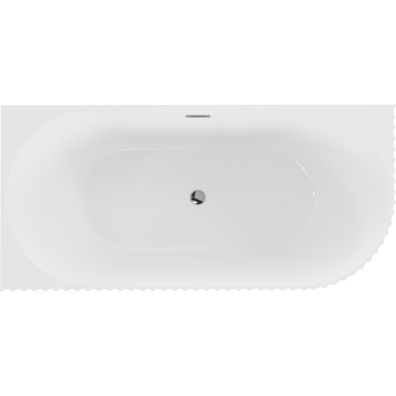 Mexen Gia freestanding corner ribbed bathtub left 150 x 75 cm, white gloss, chrome overflow - 52701507500L-01