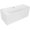 Mexen Gia freestanding corner fluted left bathtub 150 x 75 cm, white gloss, gold overflow - 52701507500L-50