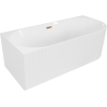 Mexen Gia freestanding corner fluted bathtub left 150 x 75 cm, white gloss, pink gold overflow - 52701507500L-60