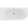 Mexen Gia freestanding corner fluted bathtub left 150 x 75 cm, white gloss, pink gold overflow - 52701507500L-60