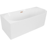 Mexen Gia freestanding corner ribbed left bathtub 150 x 75 cm, white gloss, brushed copper overflow - 52701507500L-65