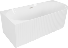 Mexen Gia freestanding corner fluted left bathtub 150 x 75 cm, white gloss, brushed nickel overflow - 52701507500L-97