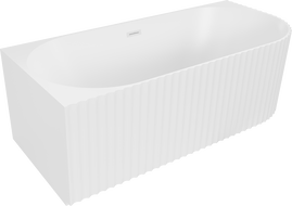 Mexen Gia freestanding corner grooved left bathtub 150 x 75 cm, white matte, white overflow - 52701507501L-20