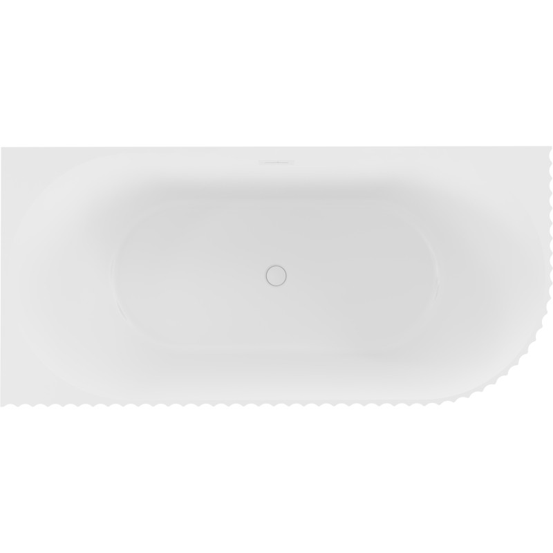 Mexen Gia freestanding corner grooved left bathtub 150 x 75 cm, white matte, white overflow - 52701507501L-20