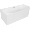 Mexen Gia freestanding corner fluted bathtub left 150 x 75 cm, matte white, overflow rose gold - 52701507501L-60