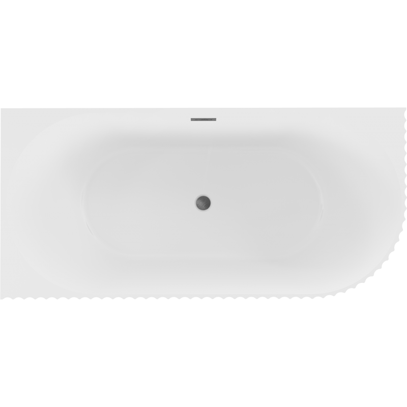 Mexen Gia freestanding corner ribbed left bathtub 150 x 75 cm, white matte, overflow gun gray brushed - 52701507501L-66