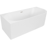 Mexen Gia freestanding corner fluted bathtub left 150 x 75 cm, matte white, brushed nickel overflow - 52701507501L-97