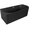 Mexen Gia free-standing corner fluted left bath 150 x 75 cm, black matte, gold overflow - 52701507571L-50