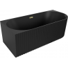 Mexen Gia freestanding corner bathtub grooved left 150 x 75 cm, black matte, gold overflow - 52701507571L-50