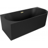Mexen Gia freestanding corner fluted bathtub left 150 x 75 cm, matte black, brushed gold overflow - 52701507571L-55