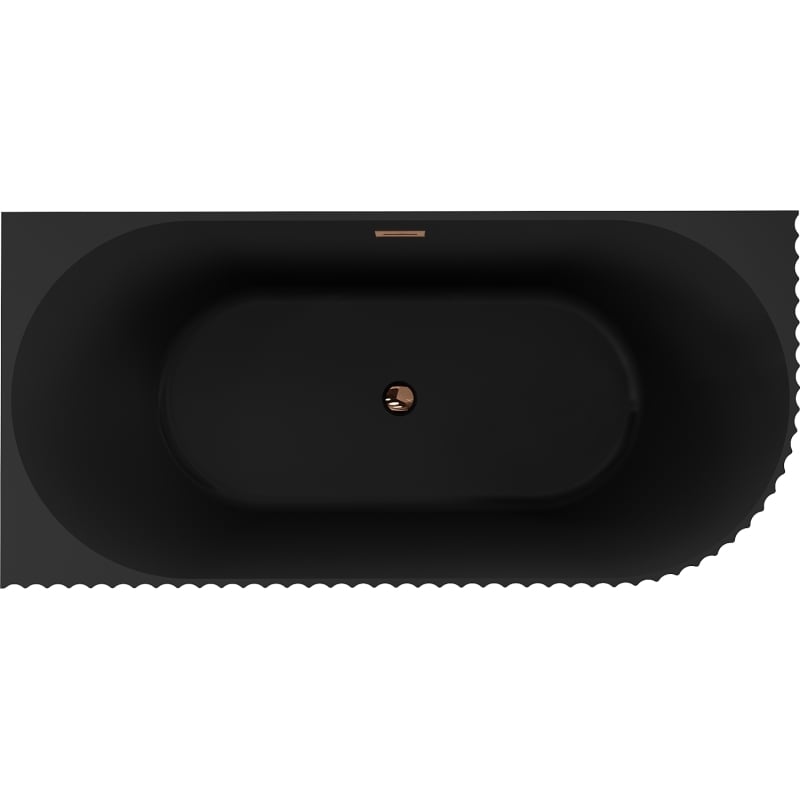 Mexen Gia freestanding corner fluted left bathtub 150 x 75 cm, matte black, overflow rose gold - 52701507571L-60