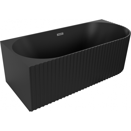 Mexen Gia freestanding corner ribbed bathtub left 150 x 75 cm, black matte, gun metal overflow - 52701507571L-95