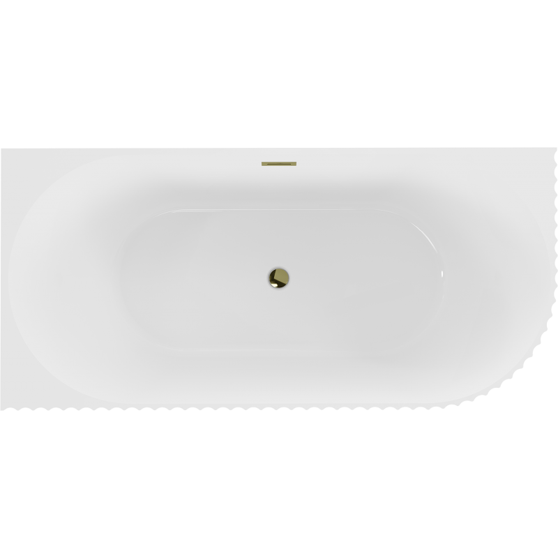 Mexen Gia freestanding corner textured left bathtub 170 x 80 cm, white gloss, gold overflow - 52701708000L-50