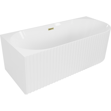 Mexen Gia freestanding corner textured left bathtub 170 x 80 cm, white gloss, gold overflow - 52701708000L-50