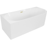 Mexen Gia freestanding corner ribbed left bathtub 170 x 80 cm, white gloss, brushed gold overflow - 52701708000L-55