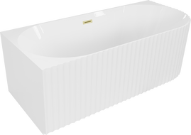 Mexen Gia freestanding corner ribbed left bathtub 170 x 80 cm, white gloss, brushed gold overflow - 52701708000L-55