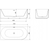 Mexen Gia freestanding corner ribbed left bathtub 170 x 80 cm, white gloss, brushed gold overflow - 52701708000L-55