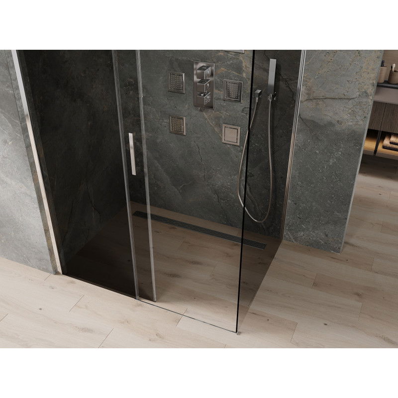 Mexen Omega 150 x 100 cm Sliding Shower Enclosure, Graphite, Chrome - 825-150-100-01-40