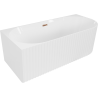 Mexen Gia freestanding corner fluted left bathtub 170 x 80 cm, white gloss, overflow rose gold - 52701708000L-60
