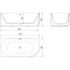 Mexen Gia freestanding corner-fluted bathtub left 170 x 80 cm, white gloss, brushed copper overflow - 52701708000L-65